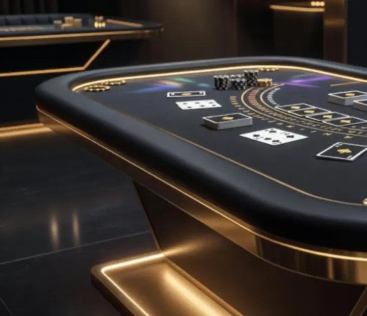 Profesjonalny stół Blackjack z podświetleniem LED przygotowany na event.
