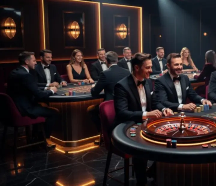 Mobilny setup eventowy Kruk Dorota Beata z eleganckim stołem pokerowym i nastrojowym oświetleniem