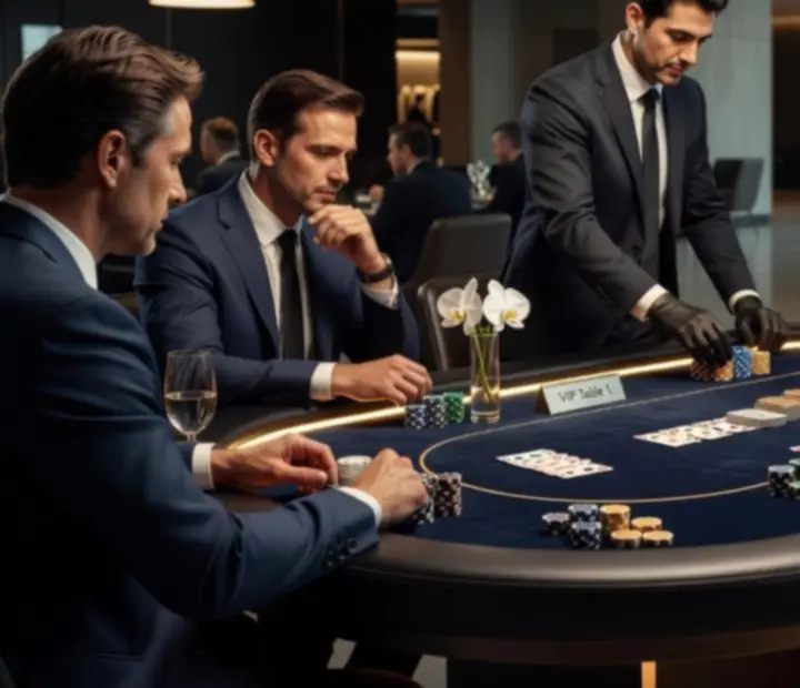 Ekskluzywny setup Poker Night z eleganckim stołem i profesjonalnym krupierem